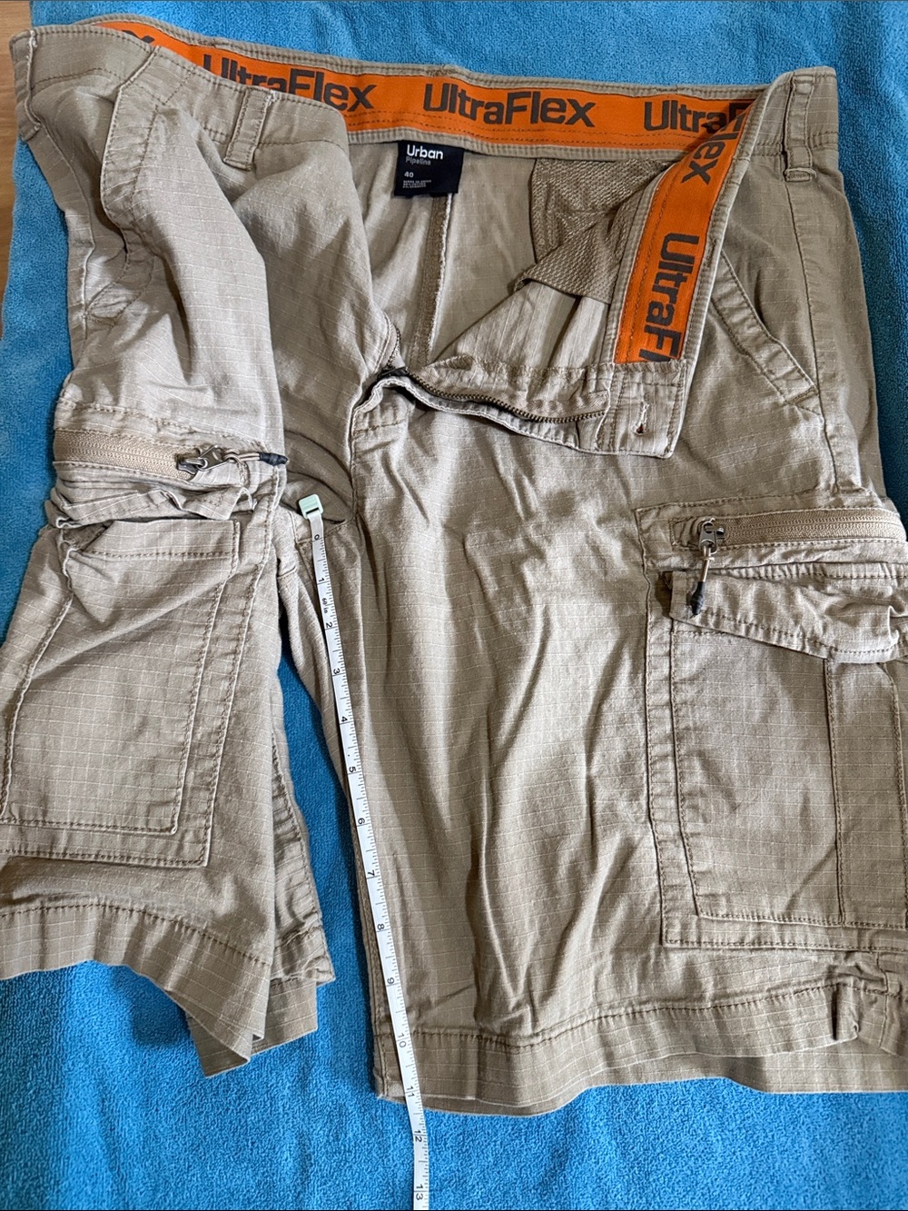 urban pipeline Tan Cargo Shorts with Orange Waistband Detail